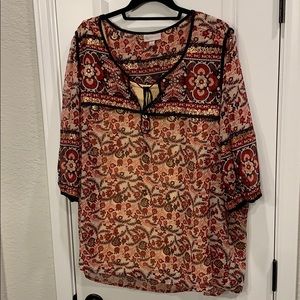 Desss Barn 2x boho tunic top black Burgundy